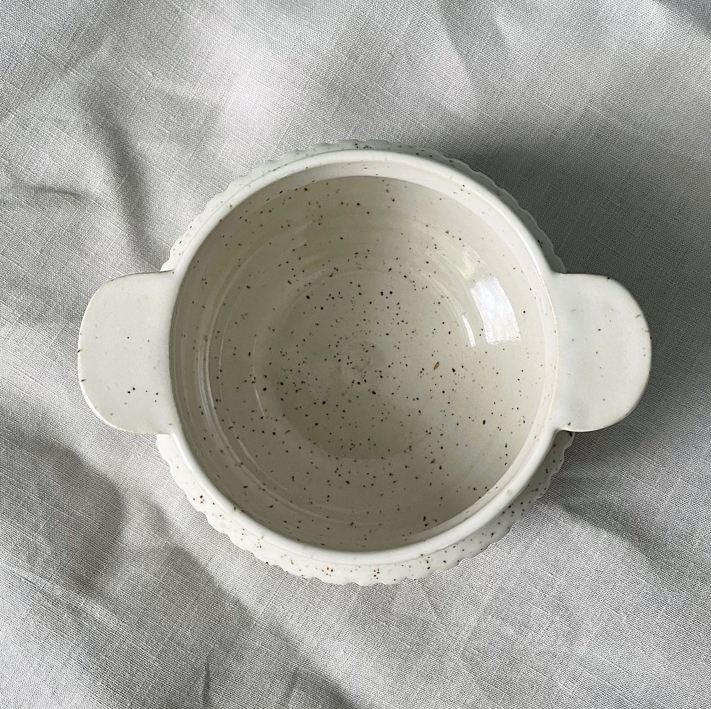 Column Bowl with Lobes - White speckle