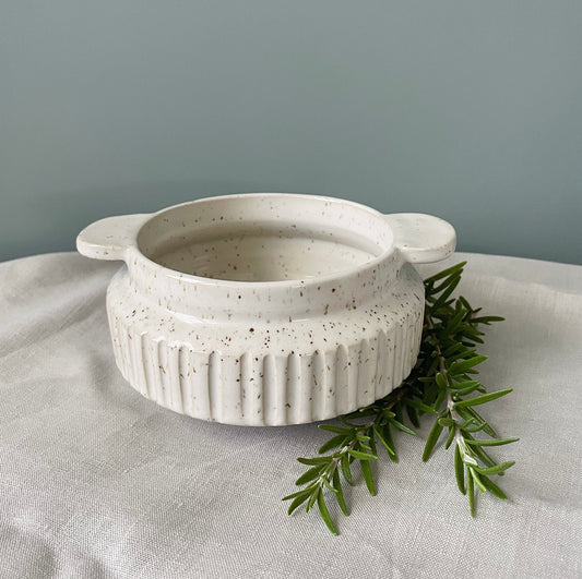 Column Bowl with Lobes - White speckle